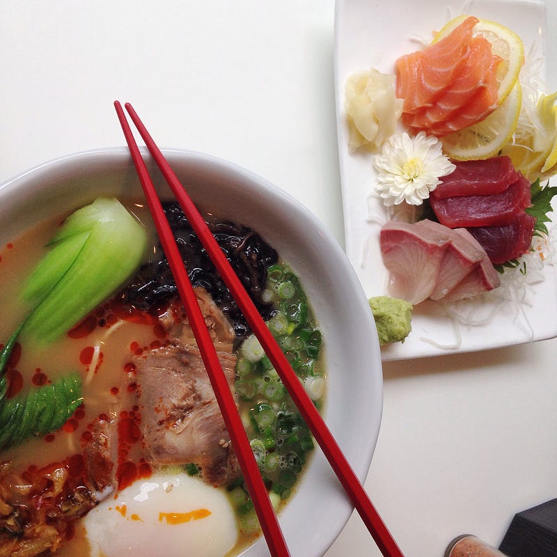 Healthy Japanese Breakfast with Salmon