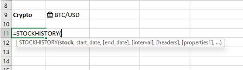 Fetching Historical Prices in Excel