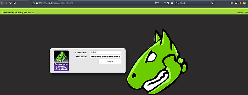 Greenbone Security Assistant Login Page