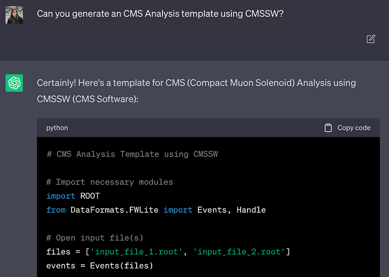 Generated Analysis Template for CMS Experiment