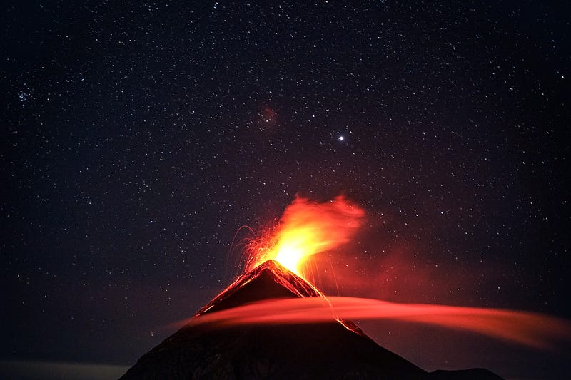 Volcanic dome formed by magma blobs