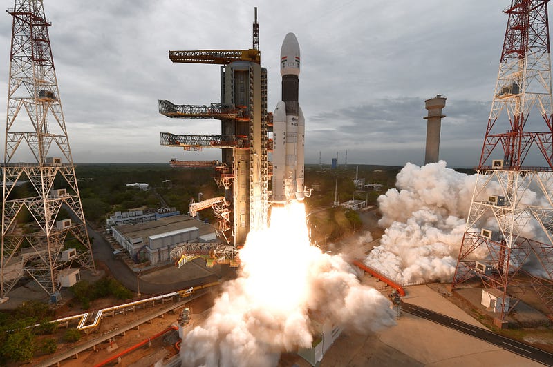 GSLVMkIII-M1 Rocket Launching Chandrayaan 2 (Credit: ISRO)