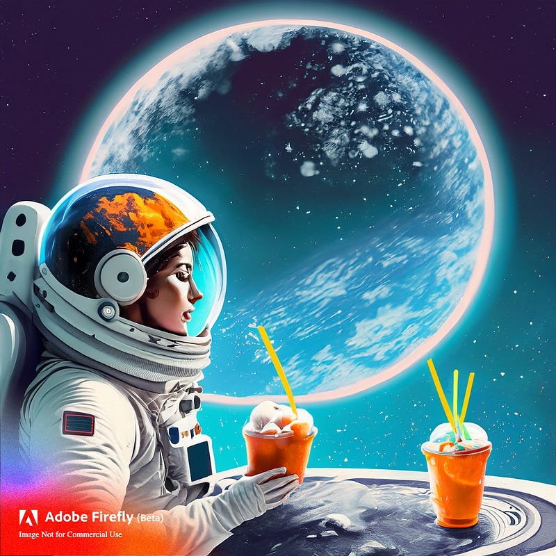 Astronaut Enjoying Slushies on the Moon