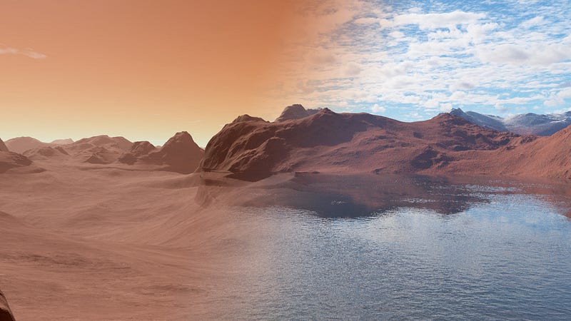 Artistic representation of ancient Mars