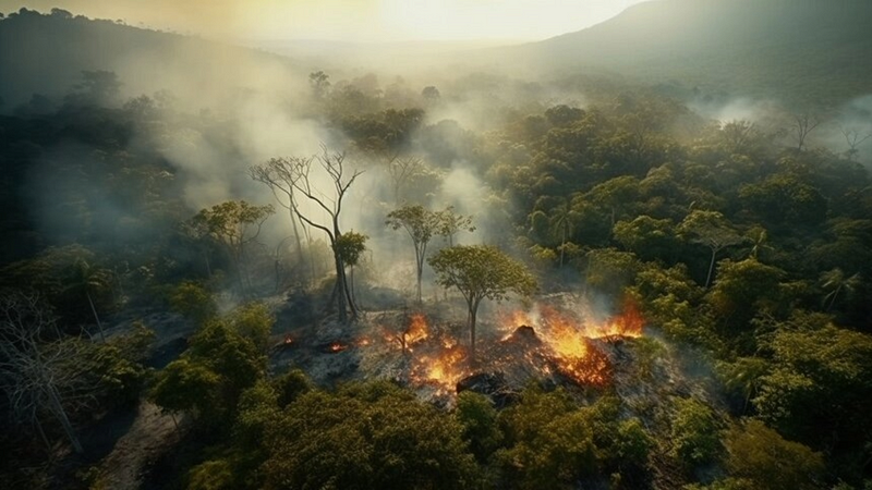 Forest fire in the Amazon rainforest