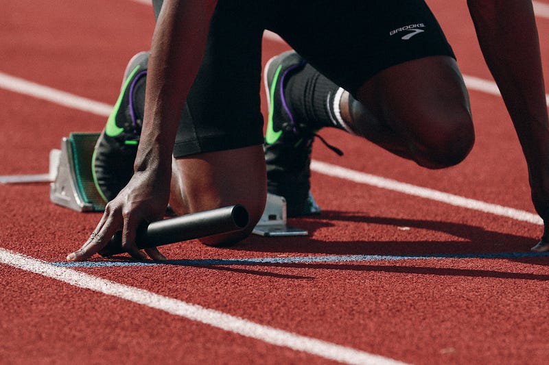 Starting block preparation for the 100m sprint