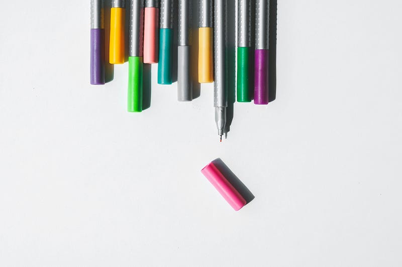 Array of colorful pens