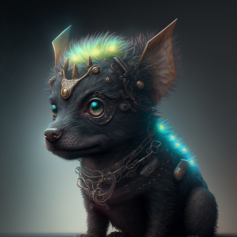 Cute puppy with dragon features.