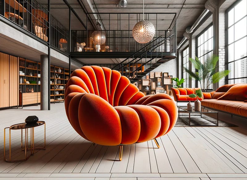 Stylish pumpkin-shaped chair