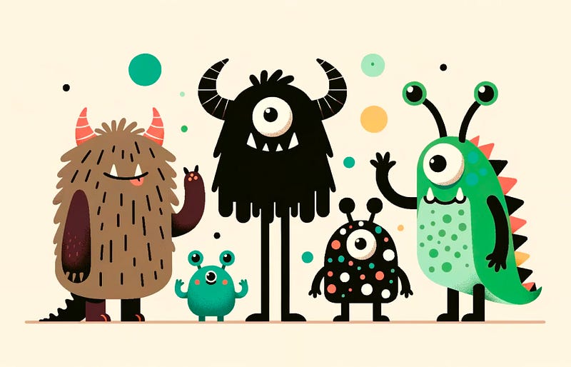 Family of monsters illustration