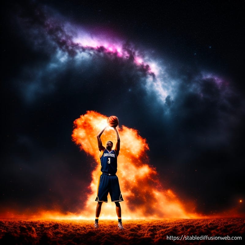 Nebula-themed basketball player illustration