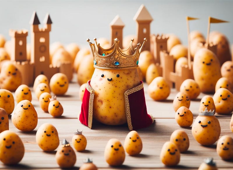 Potato kings in a whimsical kingdom