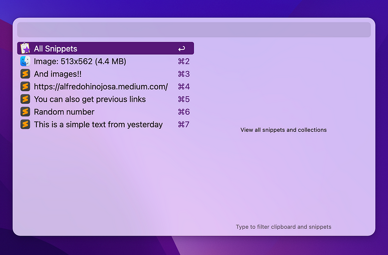 Alfred 3 clipboard history in action
