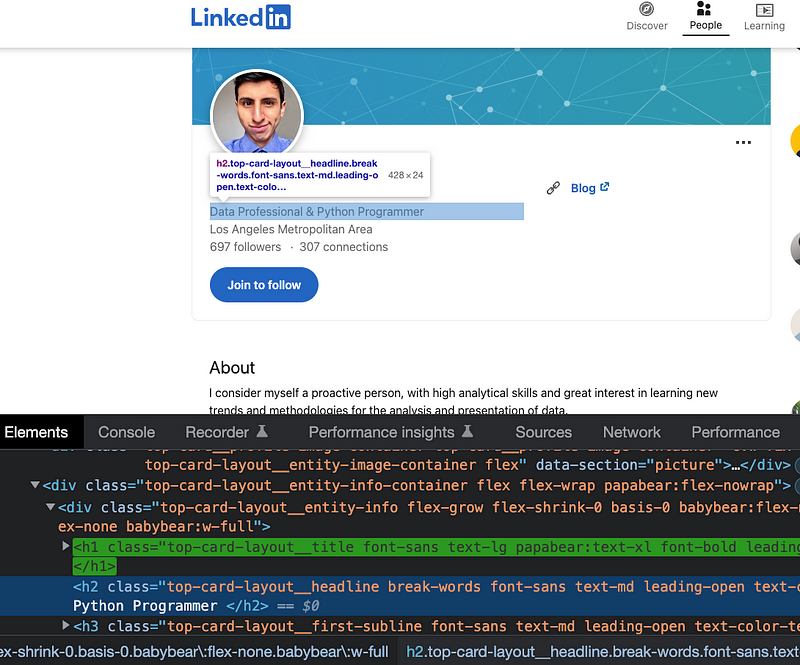 LinkedIn Profile Screenshot