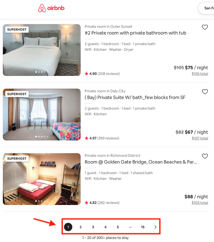 Airbnb Listings Screenshot