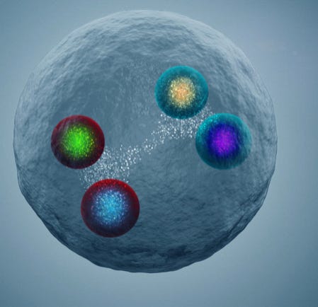 Diagram illustrating the concept of quarks in particle physics.