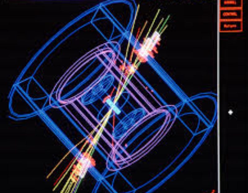 Visualization of particle jets resulting from high-energy collisions.