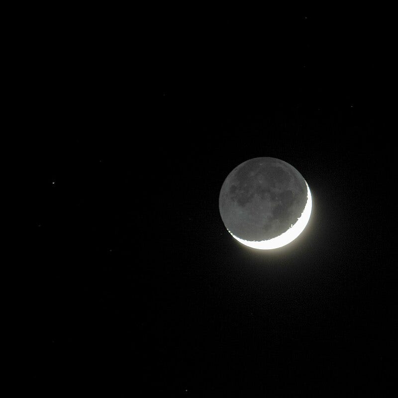 Crescent Moon reflecting Earth’s light