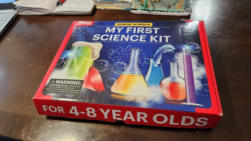 My son's first science experiment kit