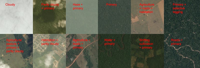 Labeled examples of satellite images