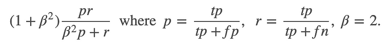 F2 score formula