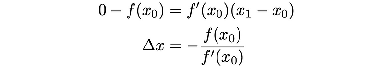 Derivation of Δx in the algorithm