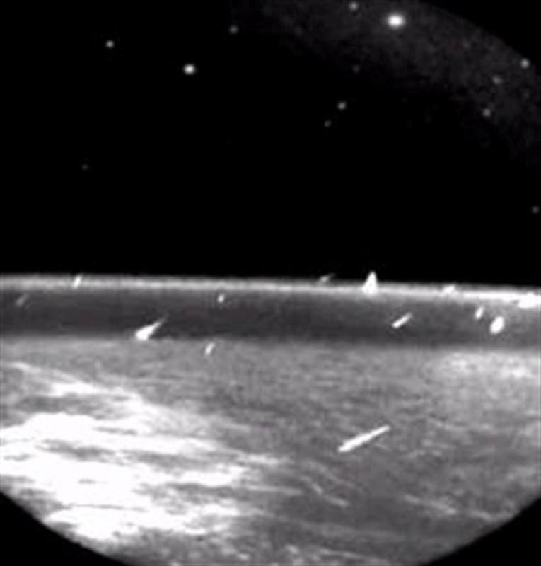 The Leonid meteor shower as seen from space