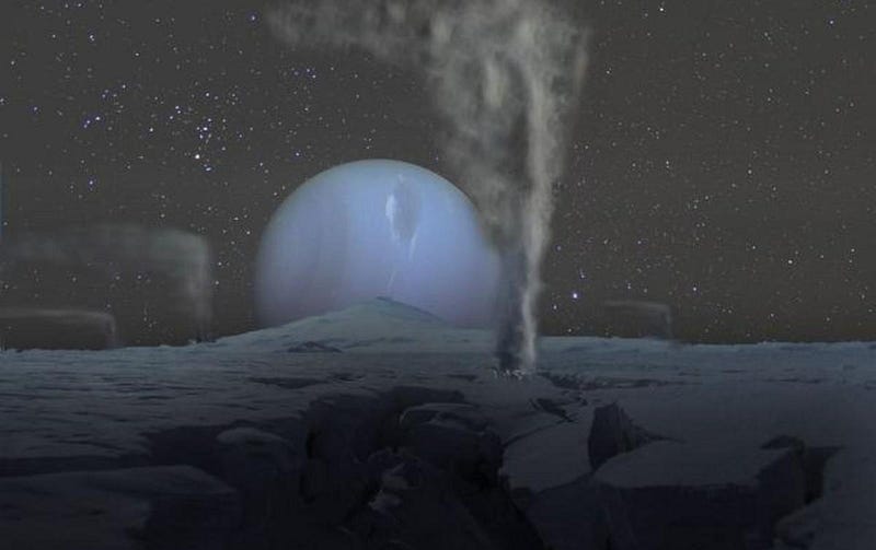 Triton orbiting Neptune