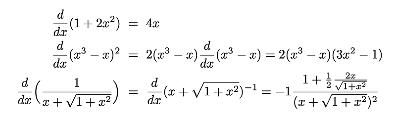 Example of a complex function for differentiation