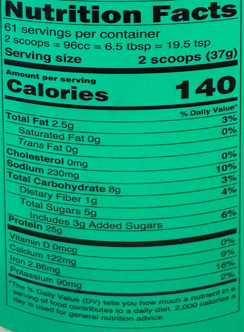 Protein powder measurement example